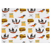 Pirate Ship Treasure Borst Thema Patroon Groot Cadeauzakje (Achterkant)