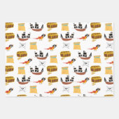 Pirate Ship Treasure Borst Thema Patroon Inpakpapier Vel (Voorkant)