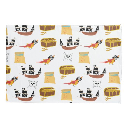 Pirate Ship Treasure Borst Thema Patroon Kussensloop (Achterkant-Links)