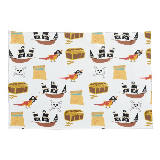 Pirate Ship Treasure Borst Thema Patroon Kussensloop (Achterkant-Rechts)