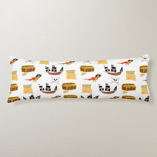 Pirate Ship Treasure Borst Thema Patroon Lichaamskussen (Voorkant)