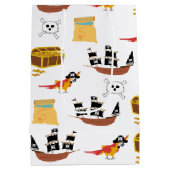 Pirate Ship Treasure Borst Thema Patroon Medium Cadeauzakje (Achterkant)