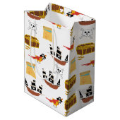 Pirate Ship Treasure Borst Thema Patroon Medium Cadeauzakje (Achterkant Gekanteld)