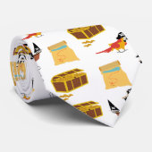 Pirate Ship Treasure Borst Thema Patroon Stropdas (Opgerold)