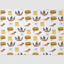 Pirate Ship Treasure Borst Thema Patroon Tissuepapier