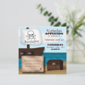 Pirate Ship Treasure Chest Birthday Invitations Kaart (Staand voorkant)