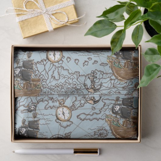 Pirate Ship Treasure Map Decoupage Craft Tissuepapier (Geschenk)