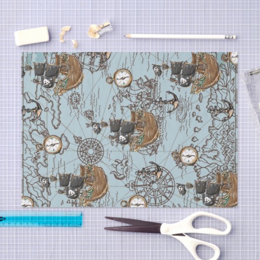 Pirate Ship Treasure Map Decoupage Craft Tissuepapier (Craft)