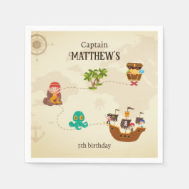 Pirate Ship Treasure Map Verjaardagsfeest van Kind Servet