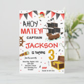 Pirate Ship Treasure Uitnodiging voor verjaardag (Staand voorkant)