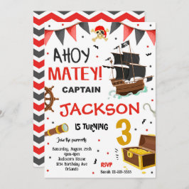 Pirate Ship Treasure Uitnodiging voor verjaardag