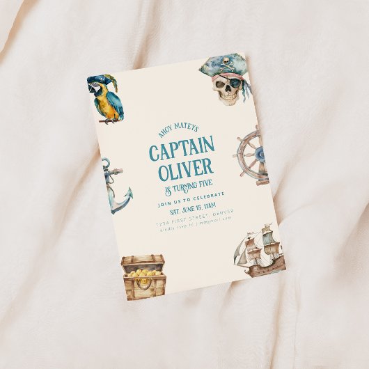 Pirate Ship Treasure Verjaardag Uitnodigen Kaart