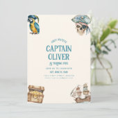 Pirate Ship Treasure Verjaardag Uitnodigen Kaart (Staand voorkant)
