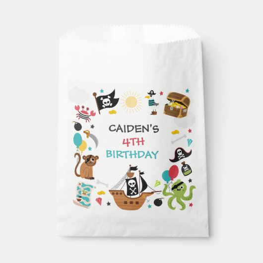 Pirate Ship Treasure Verjaardagsfeest Bedankzakje (Voorkant)