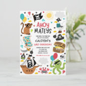 Pirate Ship Treasure Verjaardagsfeest Kaart (Staand voorkant)