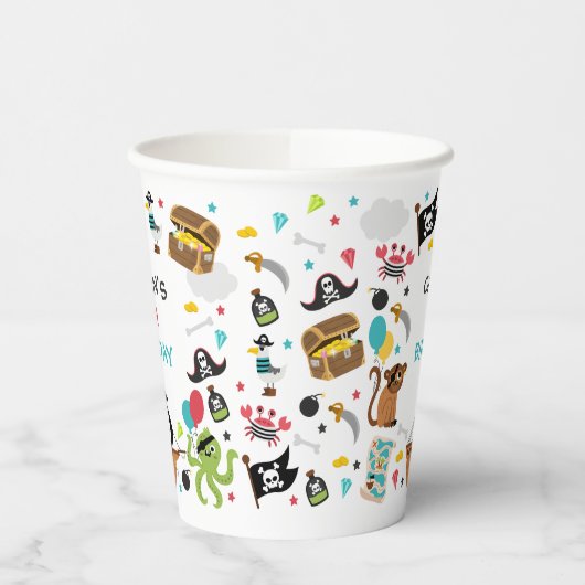 Pirate Ship Treasure Verjaardagsfeest Papieren Bekers (Links)