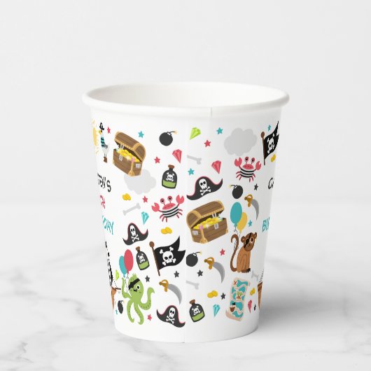 Pirate Ship Treasure Verjaardagsfeest Papieren Bekers (Rechts)