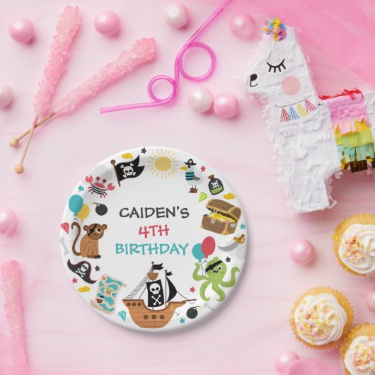 Pirate Ship Treasure Verjaardagsfeest Papieren Bordje (Feest)