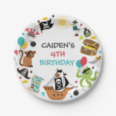 Pirate Ship Treasure Verjaardagsfeest Papieren Bordje (Voorkant)