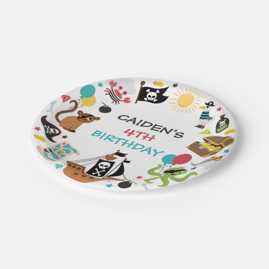 Pirate Ship Treasure Verjaardagsfeest Papieren Bordje (Gekanteld)