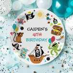 Pirate Ship Treasure Verjaardagsfeest Papieren Bordje<br><div class="desc">Pirate Adventure Collectie! Creëer Een speels en memorabel avontuur voor de verjaardagsbuccaneer en zijn crew! Blader door onze zorgvuldig samengestelde overeenkomende items die zijn ontworpen om elkaar naadloos aan te vullen. Creëer Een samenhangende look met coördinerende inrichting,  servies en accessoires. Alle design zijn © PIXEL PERFECTION PARTY LTD</div>