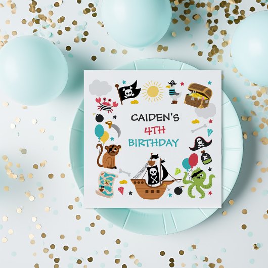 Pirate Ship Treasure Verjaardagsfeest Servet