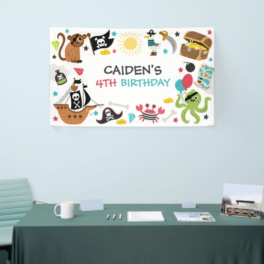 Pirate Ship Treasure Verjaardagsfeest Spandoek (Beurs)