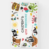 Pirate Ship Treasure Verjaardagsfeest Spandoek (Verticaal)