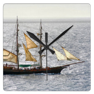 Pirate Ship Vierkante Klok