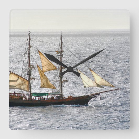 Pirate Ship Vierkante Klok (Voorkant)