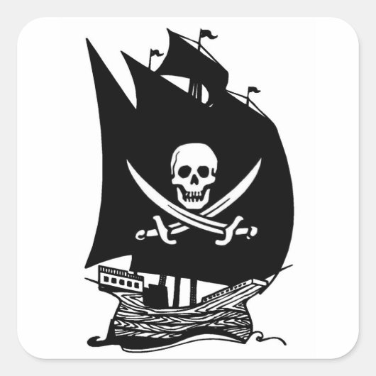Pirate Ship Vierkante Sticker (Voorkant)