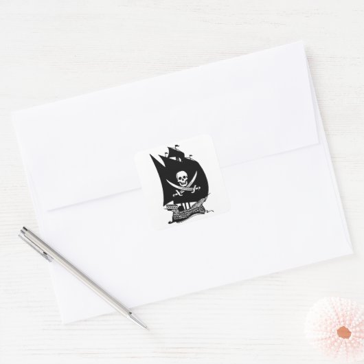 Pirate Ship Vierkante Sticker (Envelop)