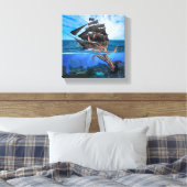 Pirate Ship vs. Giant Squid Canvas Afdruk (Insitu (Slaapkamer))
