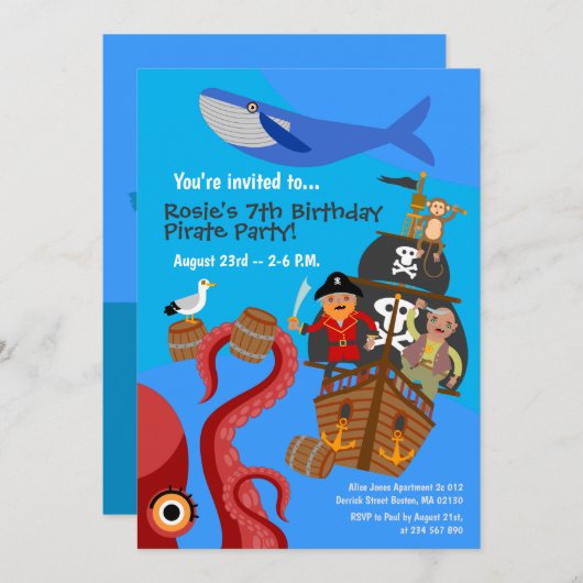 Pirate ship zee adventure verjaard kaart (Voorkant / Achterkant)