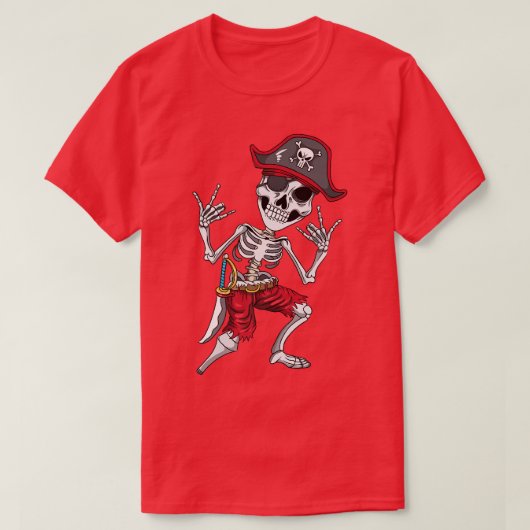 Pirate Ship Zee Rock Rocker Heavy Metal Skeleton S T-shirt (Design voorkant)