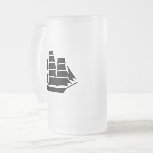 Pirate Ship. Zeilend schip. Matglas Bierpul (Voorkant links)