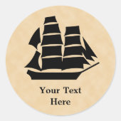 Pirate Ship. Zeilend schip. Ronde Sticker (Voorkant)