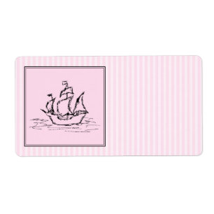 Pirate Ship. Zwart en roze. Etiket