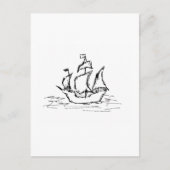 Pirate Ship. Zwart-wit. Briefkaart (Voorkant)