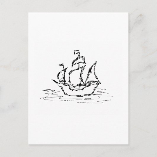 Pirate Ship. Zwart-wit. Briefkaart (Voorkant)