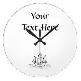 Pirate Ship. Zwart-Wit. Grote Klok