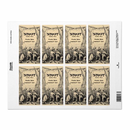  Pirate Shipwreck Ship Home Brew Beer Label (Full Sheet)