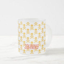 Pirate Silhouet Crossbones Patroon NAAM Kleurrijk Matglas Koffiemok
