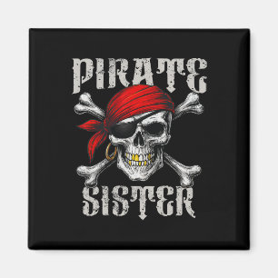 Pirate Sister Jolly Roger Vlag en schedel Crossbon Magneet