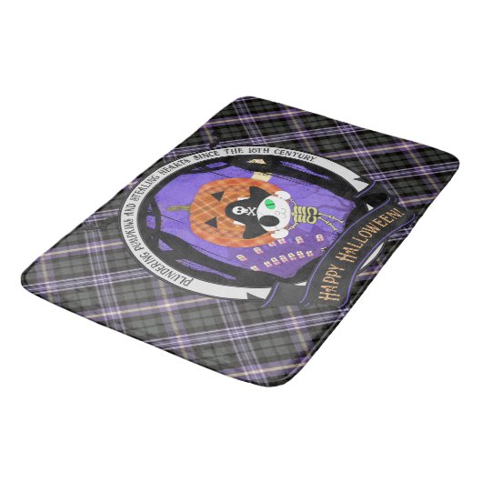 Pirate skelet kat en plaid badmat (Gekanteld)