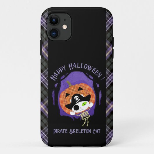 Pirate skelet kat en plaid Case-Mate iPhone case (Achterkant)