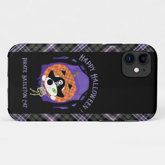 Pirate skelet kat en plaid Case-Mate iPhone case (Achterkant (horizontaal))