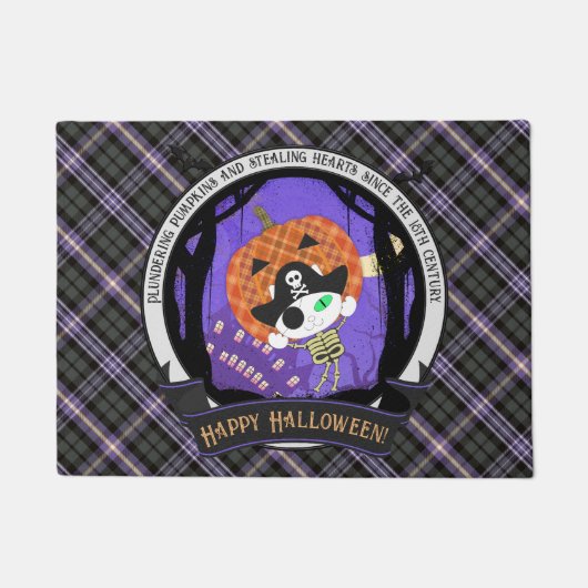 Pirate skelet kat en plaid deurmat (Voorkant)