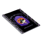 Pirate skelet kat en plaid notitieboek (Rechterzijde)