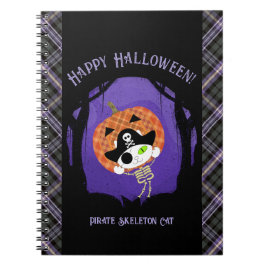 Pirate skelet kat en plaid notitieboek